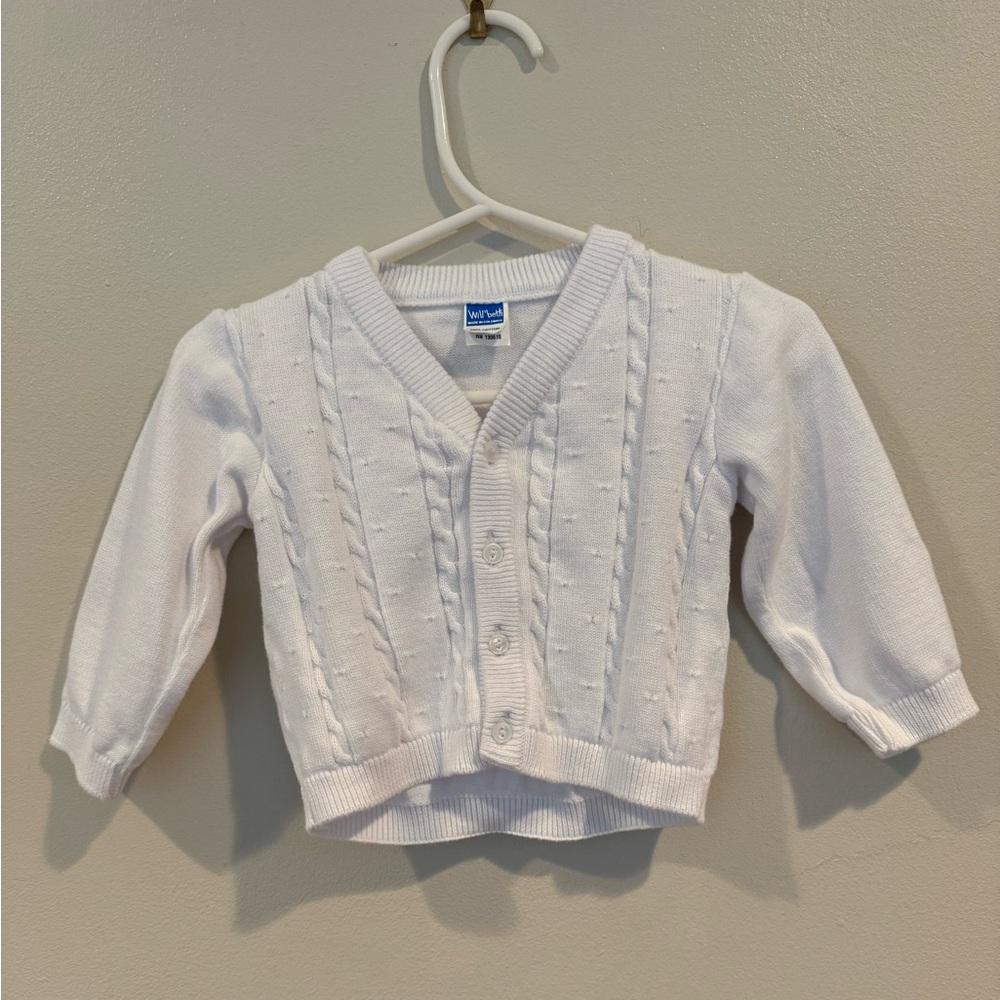 Christening Baptism Sweater Cardigan - WillBeth Fine Children’s Clothes - Sz 12M